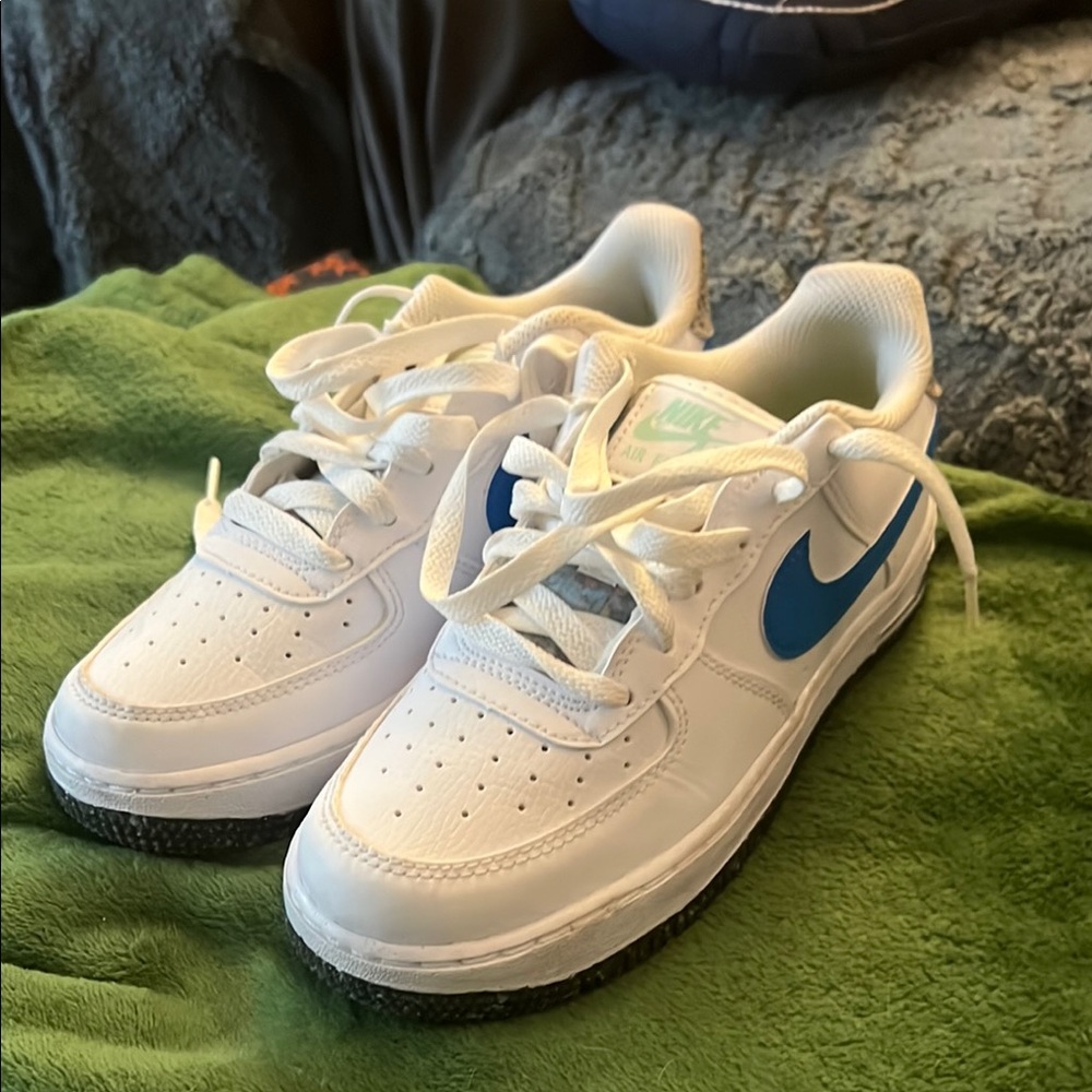 Nike Kids White and Blue Air Force 1’s